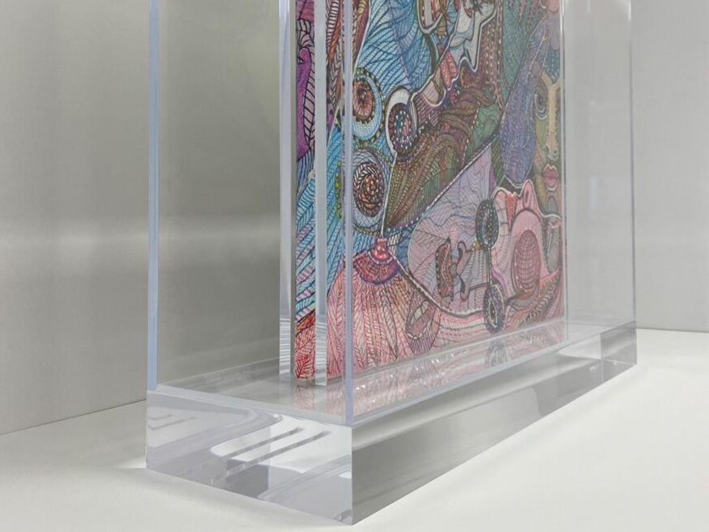 Frames - A Licht Sang artwork housed in a vitrine, also referred to as a Plexiglass or acrylic case
